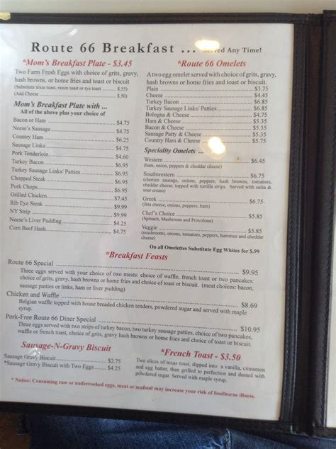 810 N Main St. . Kernersville route 66 diner menu